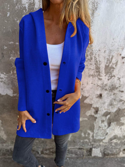 ELISA | Casual Single-Breasted Blazer with Hood