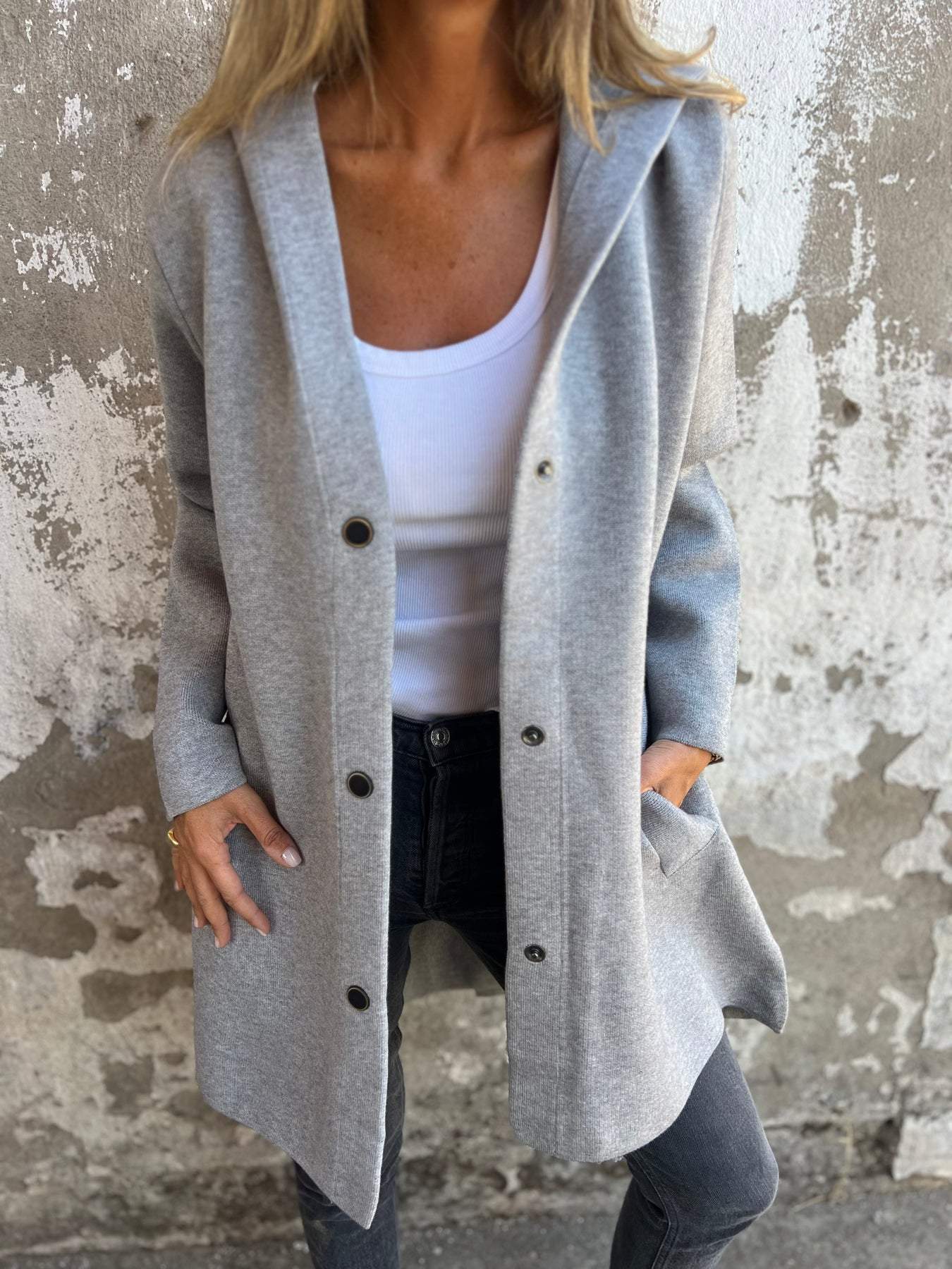 ELISA | Casual Single-Breasted Blazer with Hood