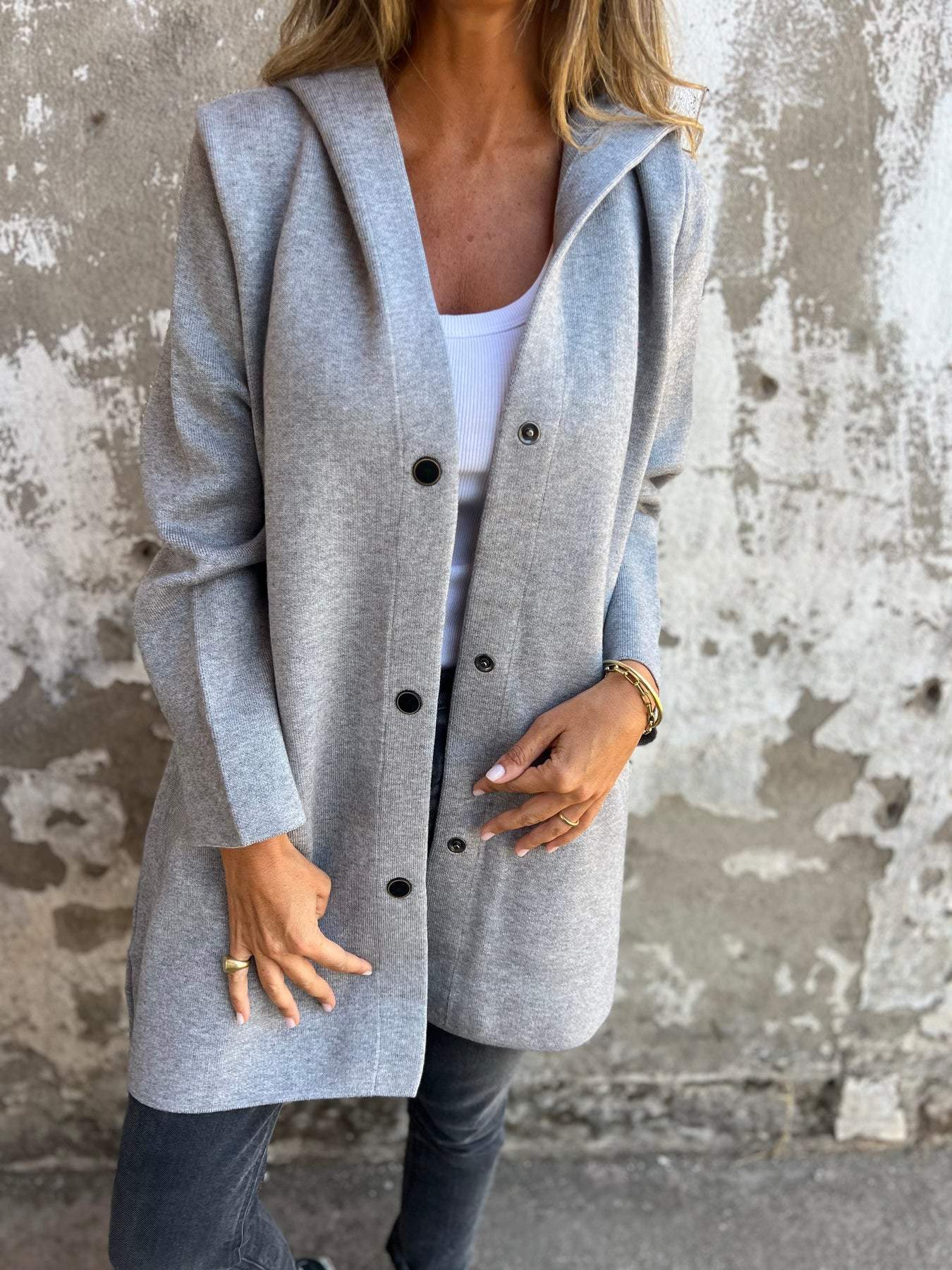 ELISA | Casual Single-Breasted Blazer with Hood